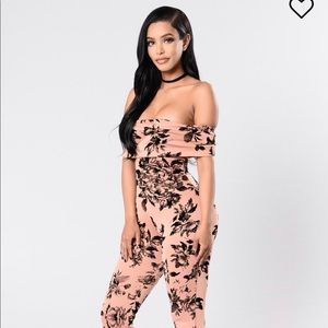 Everything Is Rosey Jumpsuit - Nude Rose/Black